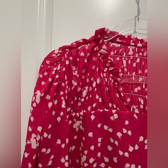 Like New Large Fuchsia and White Print Top Sheer with Lining - Picture 4 of 14